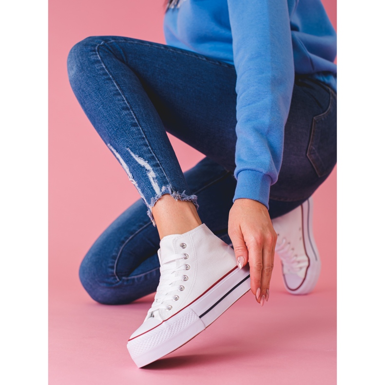 SHELOVET Adidași înalți pe platformă alb 1