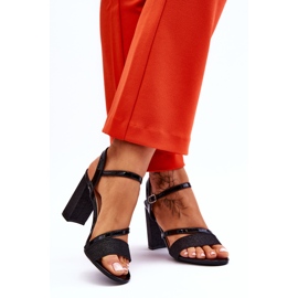 Vinceza Sandale cu toc înalt negru lucios Alicia 2