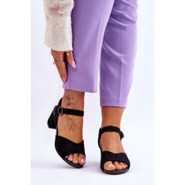 Vinceza Sandale confortabile din piele intoarsa pe un toc Bellamy negru 1
