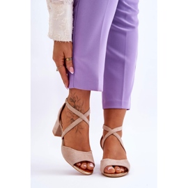 Vinceza Sandale de damă cu toc mic Bej Quinn maro 1