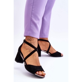 Vinceza Sandale de damă cu toc jos, negru, Quinn 2