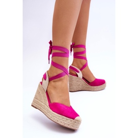Sandale Legate Pe O Pană Înaltă Fuchsia Lendy roz 3