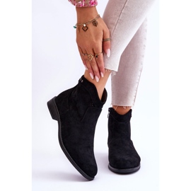 S.Barski Cizme de damă din piele intoarsa cu toc plat Liana neagra negru 1