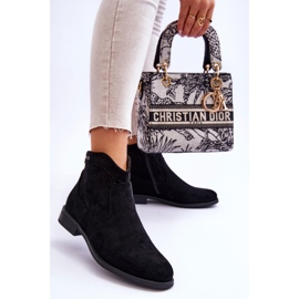 S.Barski Cizme de damă din piele intoarsa cu toc plat Liana neagra negru 2