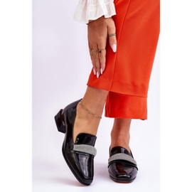 S.Barski Mocasini cu toc inalt Lavern negri patentati cu zirconiu cubic negru 1