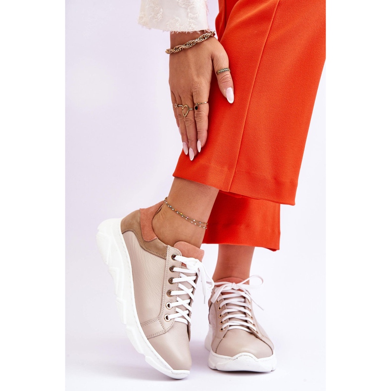 FILIPCZYK Pantofi comozi din piele cu platformă Beige Alisane bej 1