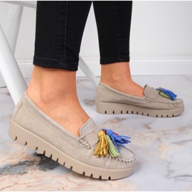 Mocasini de dama din piele cu franjuri bej Filippo DP3535 2