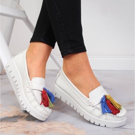 Mocasini de dama din piele cu franjuri alb Filippo DP3535 1 Mocasini de dama din piele cu franjuri alb Filippo DP3535 1