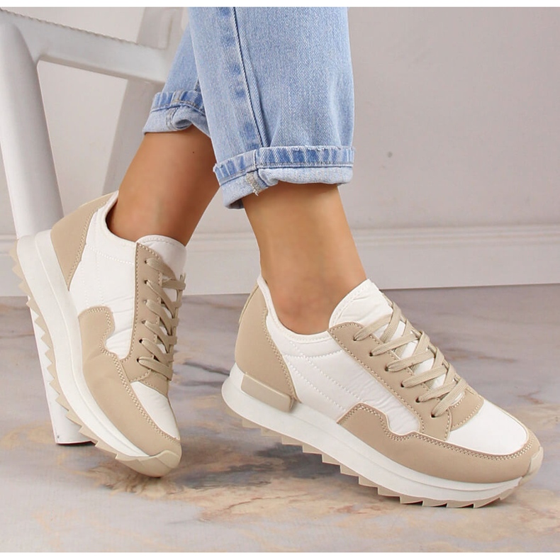 Pantofi sport de damă pe platforma Potocki PY16021 bej 1