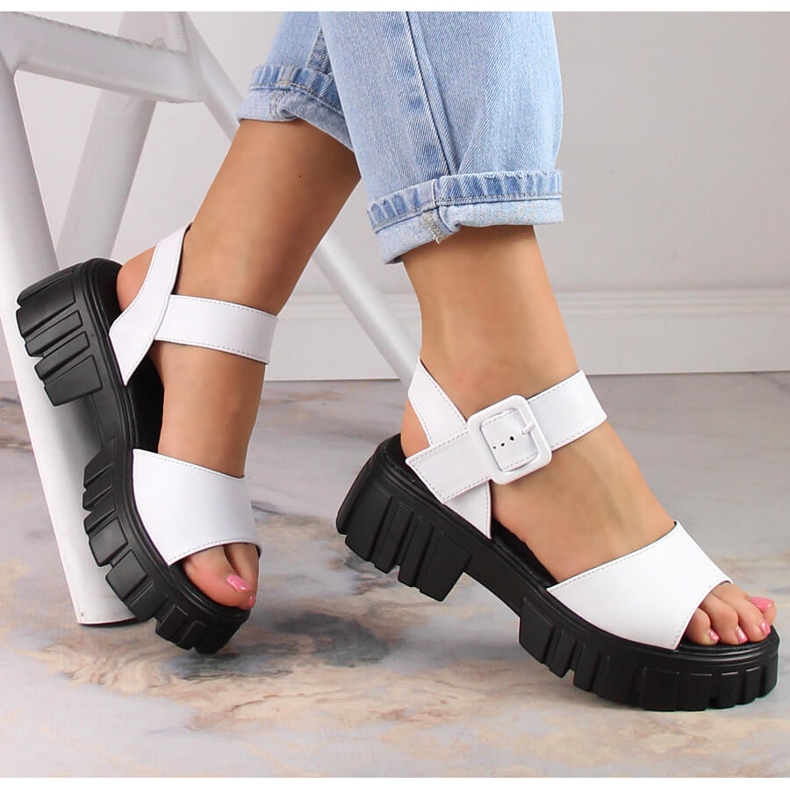 Sandale albe de dama cu platforma Vinceza SG23-7852 1