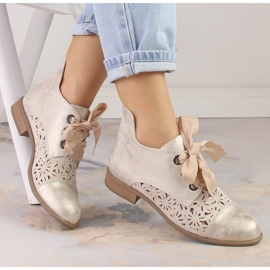 Cizme de damă ajurate aurii cu toc plat Jezzi ASA142-6A de aur 1