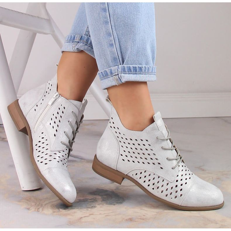 Cizme argintii ajurate de primavara Jezzi ASA142-45 1