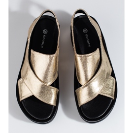 Sandale cu pană Shelovet, aurii, de damă de aur 2