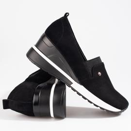 SHELOVET Pantofi cu pană de damă din piele intoarsa Potocki neagra negru 1