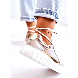 S.Barski Brogues de damă pe platforma Noriso bej și auriu 4