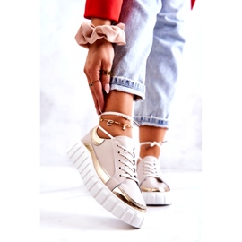 S.Barski Brogues de damă pe platforma Noriso bej și auriu 3