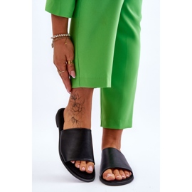 Papuci de damă din piele netedă, negru Cerise 1