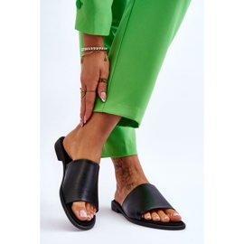 Papuci de damă din piele netedă, negru Cerise 2