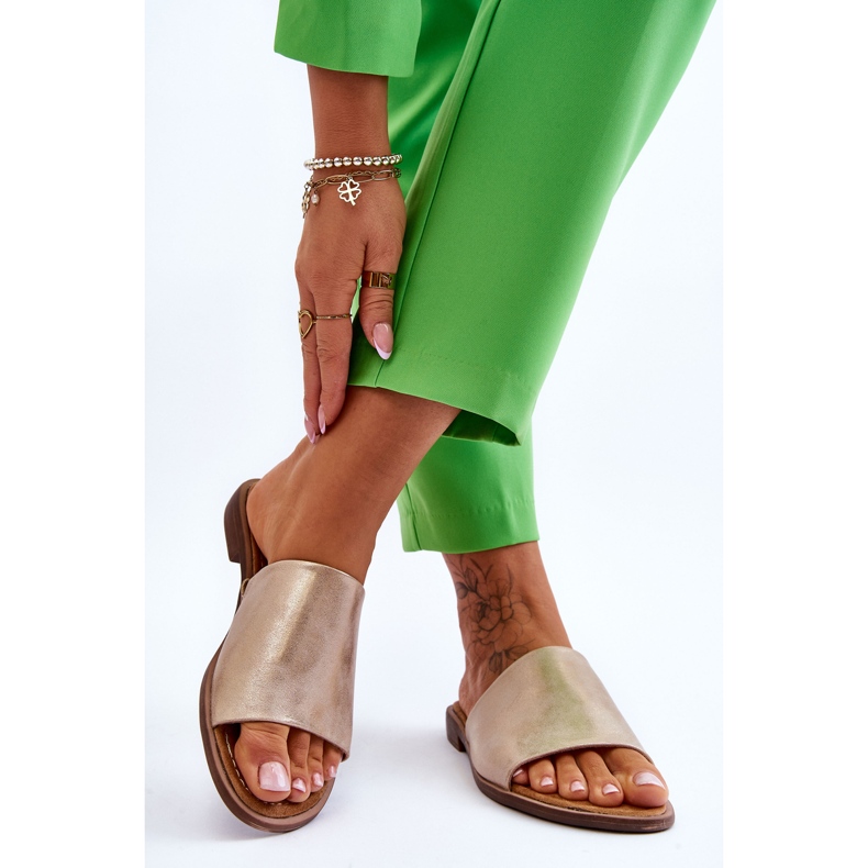 Clapele aurii din piele de piele pentru femei de aur 2