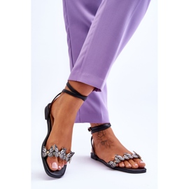 Sandale De Dama Cu Fluturi Decorativi Jeane Neagra negru 2