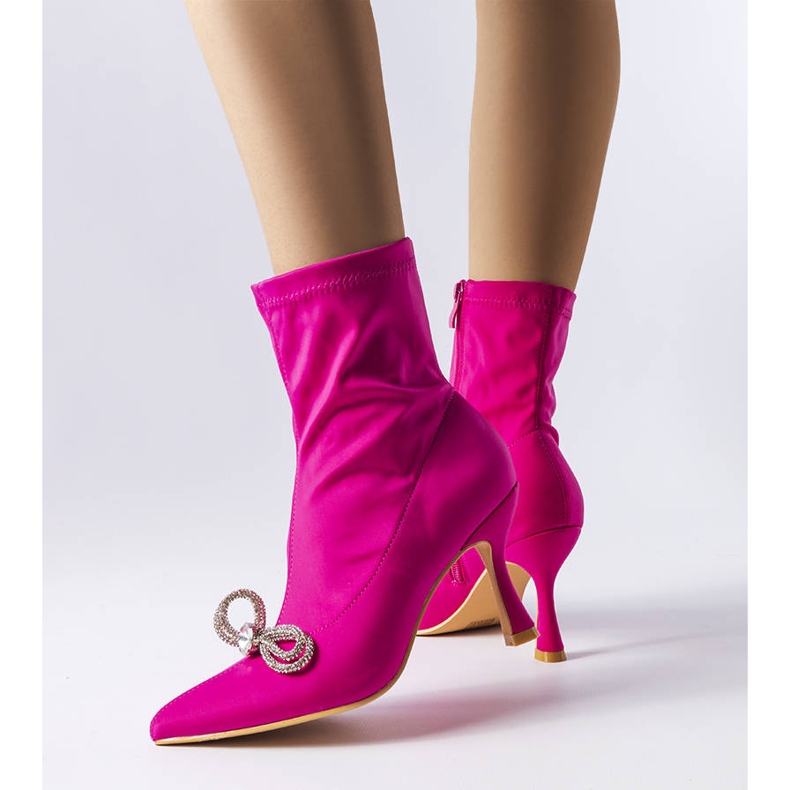 PA1 Cizme roz decorate cu o fundita de zirconiu Marte 1