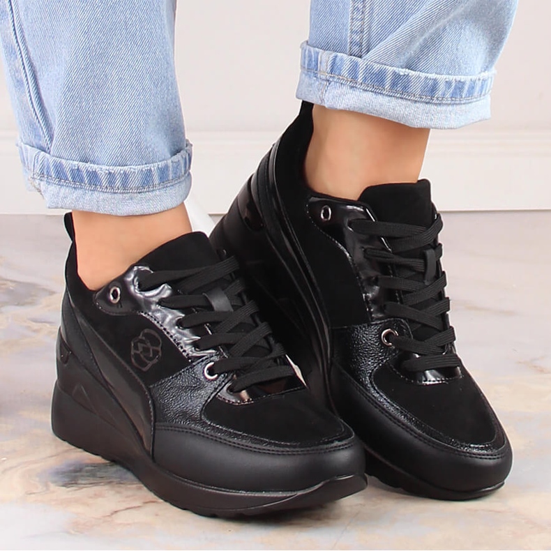 Pantofi damă cu șireturi eVento negru 1