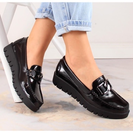 Mocasini de dama lacuiti pe platforma neagra Sergio Leone MK757 negru 1