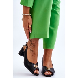 Sandale la modă din piele neagră neagră negru 1