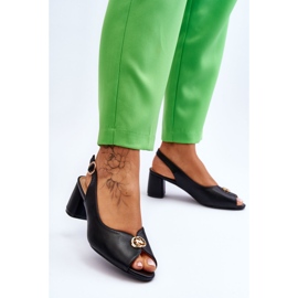 Sandale la modă din piele neagră neagră negru 2