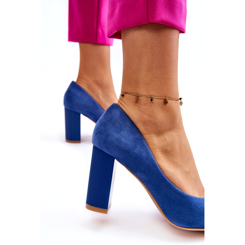 PS1 Pantofi cu toc înalt albastru Estellia din piele intoarsa 4