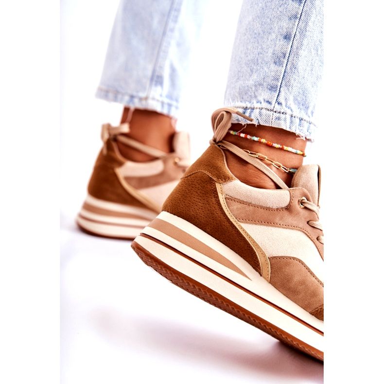 PS1 Pantofi sport de piele intoarsa de dama maro-bej Elisse 2