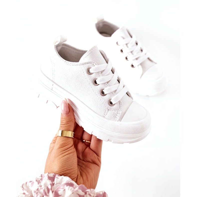 Adidași pentru copii pe platforma albă 2