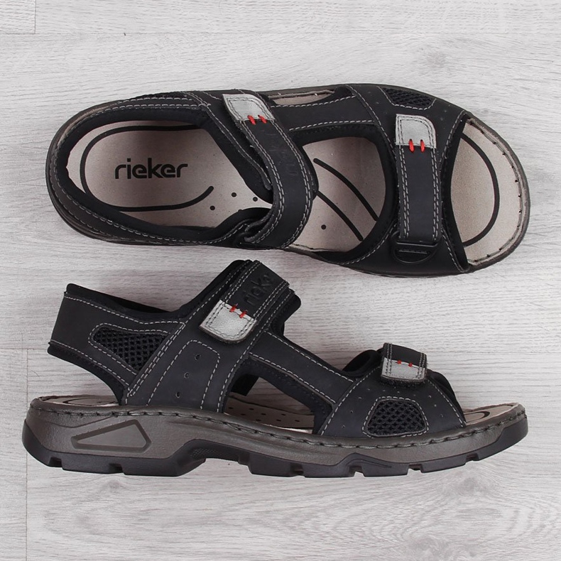 Rieker 26156 sandale negre confortabile cu velcro pentru bărbați negru 1
