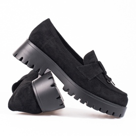 Pantofi de dama din piele intoarsa cu platforma neagra Shelovet negru 1