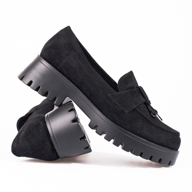 Pantofi de dama din piele intoarsa cu platforma neagra Shelovet negru 1