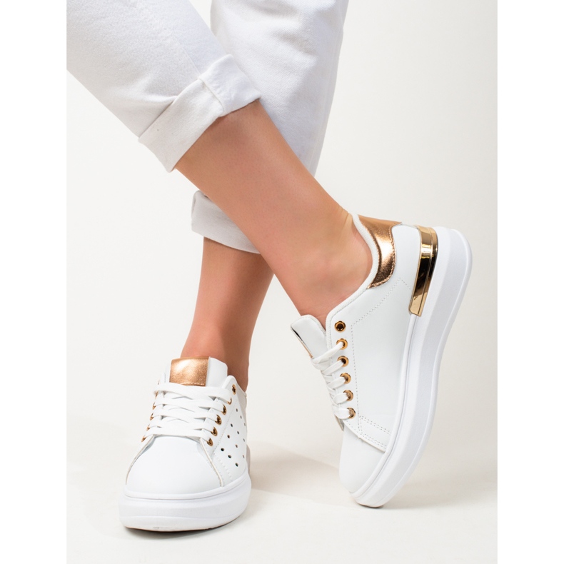 Adidasi Shelovet albi cu talpa groasa 2