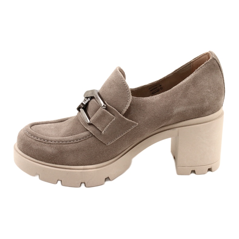 Lemar Brogues Elegante Pe Toc Cu Decor Bej Argintiu Inchis Harmell 3