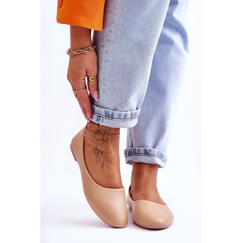 Balerini clasici din piele Stacee Bej 1