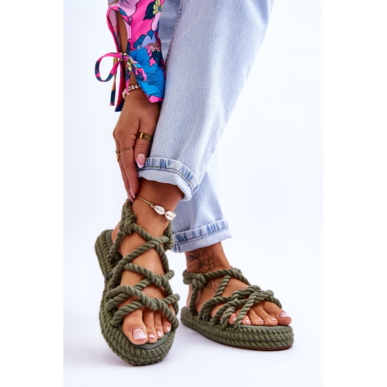 FG2 Sandale împletite la modă pentru femei Tiffanie verde 2