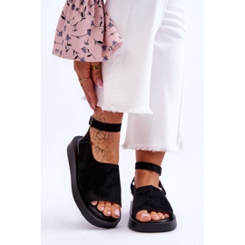 Sandale confortabile de damă pe platforma Black Rubie negru 1