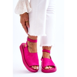 FG2 Sandale Confortabile De Damă Pe Platforma Fuchsia Rubie roz 1