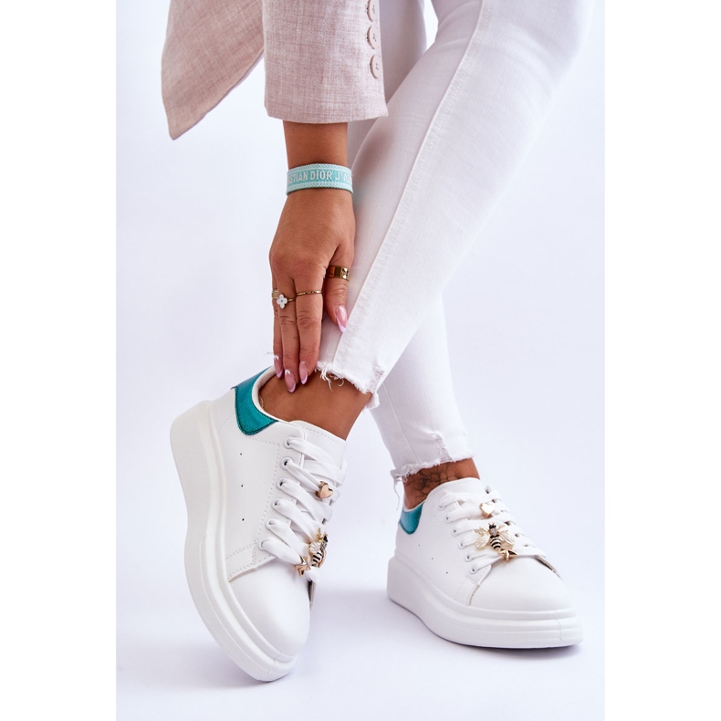 FG2 Pantofi sport de damă pe o platformă masivă Chante alb și verde 2