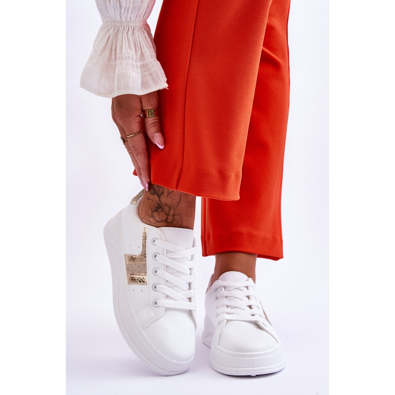 Pantofi de damă Diahna alb și auriu 1