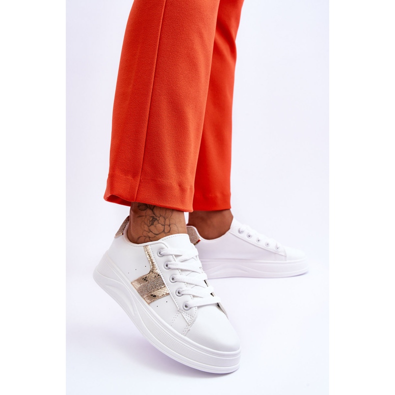 Pantofi de damă Diahna alb și auriu 2