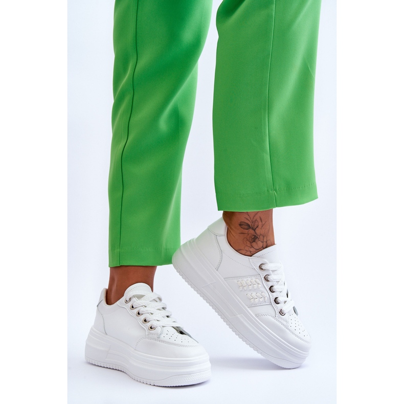 Pantofi de damă la modă cu platformă alb Claribel 2