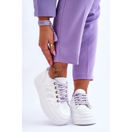Pantofi de damă la modă cu platformă alb-violet Claribel 1
