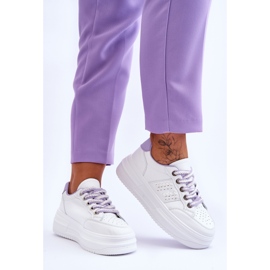 Pantofi de damă la modă cu platformă alb-violet Claribel 2