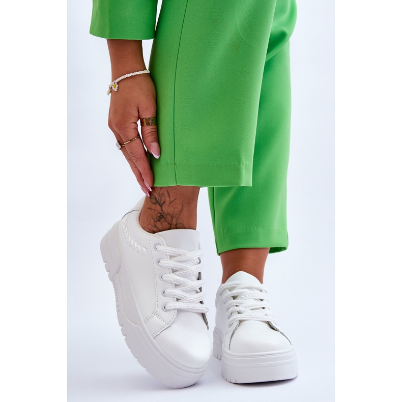 FG2 Pantofi sport comozi pentru damă cu platformă, alb Devan 1