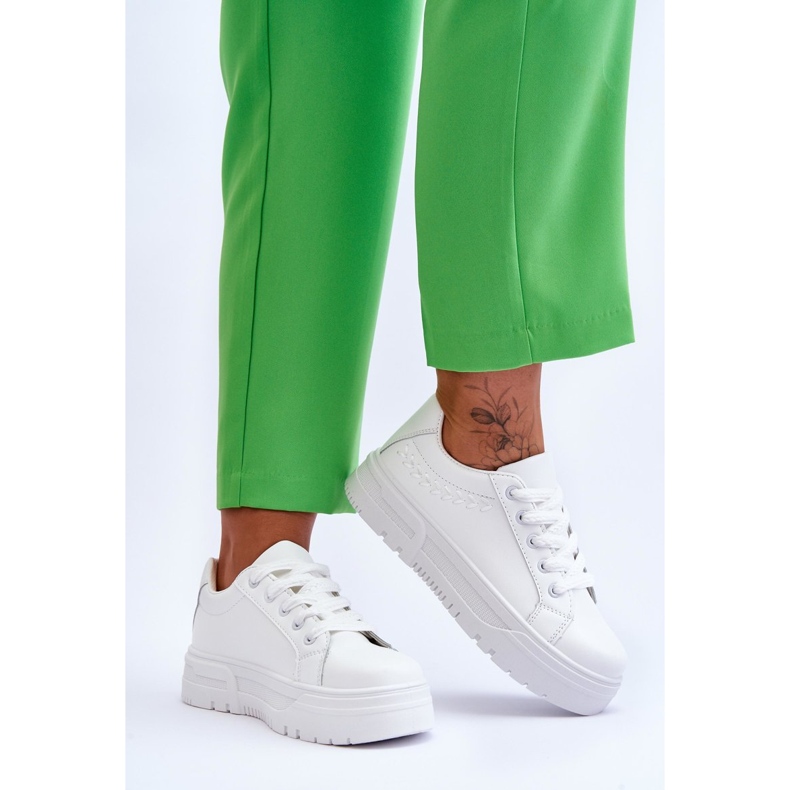 FG2 Pantofi sport comozi pentru damă cu platformă, alb Devan 2