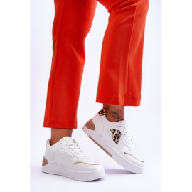 Pantofi sport de damă din piele leopard alb Nancey 2